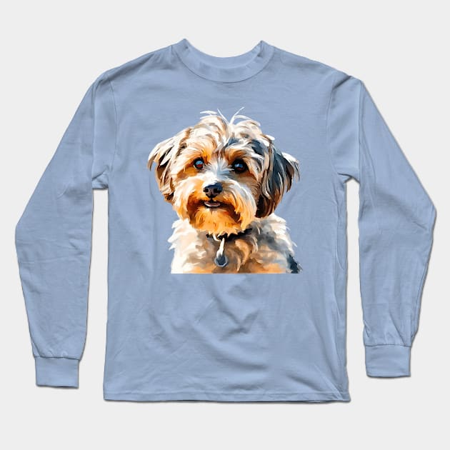 Yorkipoo Impressionism Long Sleeve T-Shirt by Doodle and Things